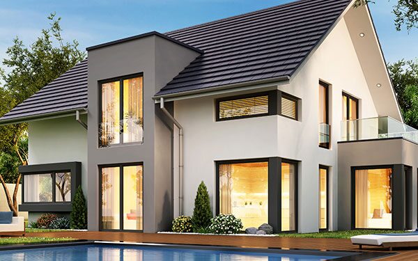 Moderne Architektur mit Aluminiumfenstern
