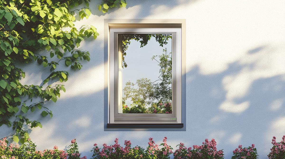 Holz-Hybrid-Fenster in einer hellen Fassade